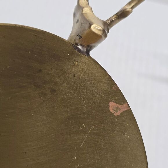 Vintage Brass Deers Candle Holder Set 3 Reindeers Holding Tray MCM - Picture 8 of 8